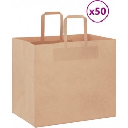 Vidaxl Sacs En Papier 50 Pcs Avec Poignées Marron 32x22x28 Cm