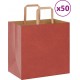 Vidaxl Sacs En Papier 50 Pcs Avec Poignées Rouge 26x17x25 Cm