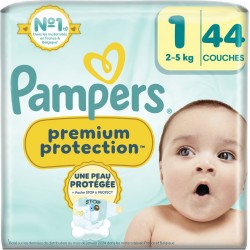 PAMPERS Couches Bébés Premium Protection T1 2-5Kg 44 couches