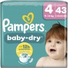 PAMPERS Couches Bébés Baby-Dry 9-14Kg Taille 4 43 couches