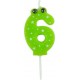 PARIS PRIX Bougie D'anniversaire chiffre 6 5cm Vert