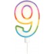 PARIS PRIX Bougie D'anniversaire chiffre 9 10cm Multicolore