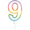 PARIS PRIX Bougie D'anniversaire chiffre 9 10cm Multicolore