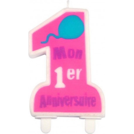 PARIS PRIX Bougie mon Premier Anniversaire 9cm Rose