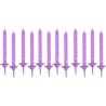 PARIS PRIX Lot De 12 Bougies D'anniversaire arabesques 6cm Prune