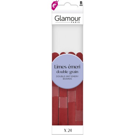 GLAMOUR PARIS Lime à ongles Double Grain et 1 Bâtonnet lot de 24